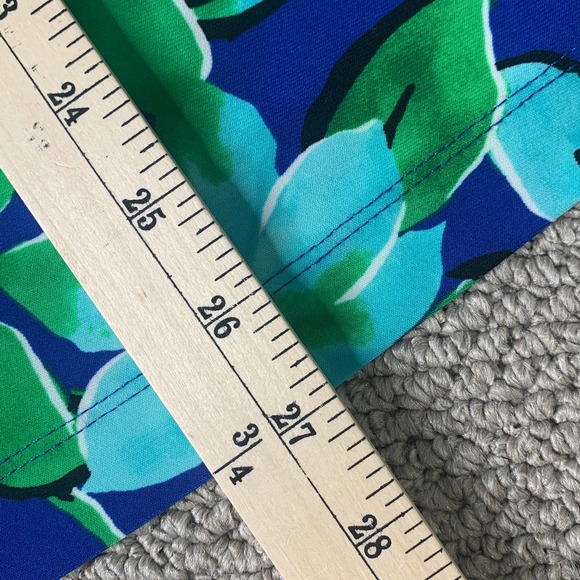 Cappagallo Womens Blouse Top Size Small Blue/Green Floral Print Keyhole Neck - Picture 8 of 12